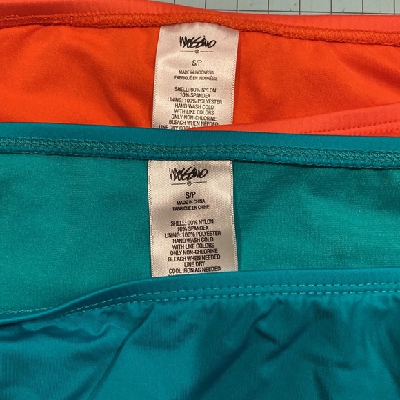 2 Mossimo Seimsuit Bottoms, orange and teal, SM - Picture 2 of 3